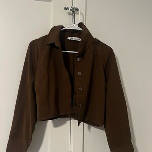 Zara Dark Brown Cropped Blazer